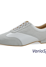 183-005-658-Y-Ballroom Shoes 1/2" Plastic Vario Spin Sole Lether White Suede Grey