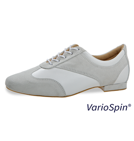 Diamant 183-005-658-Y-Ballroom Shoes 1/2" Plastic Vario Spin Sole Lether White Suede Grey