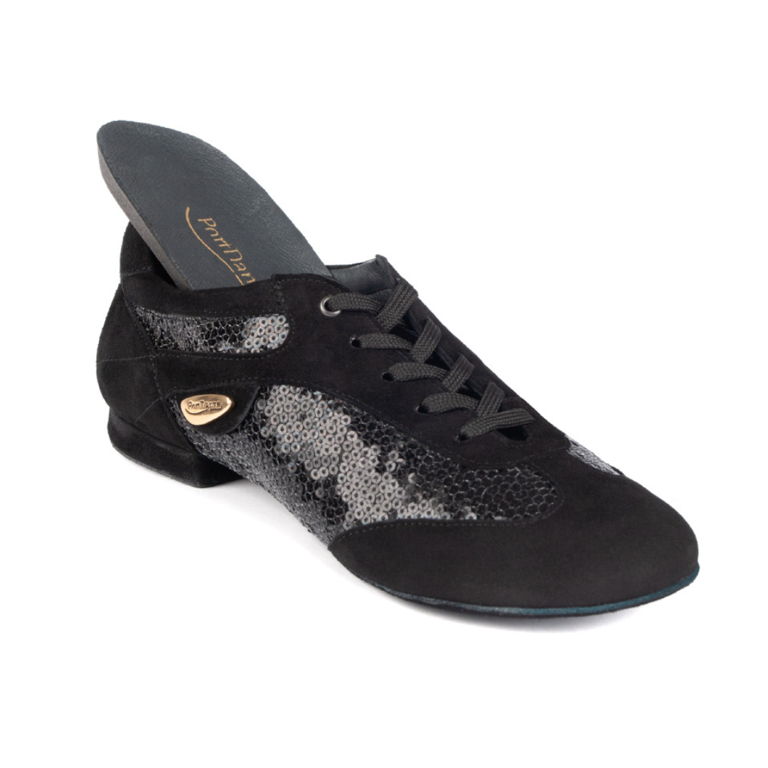Portdance PD01-Chaussures de Danse 1/2" Semelle de Suede-NOIR