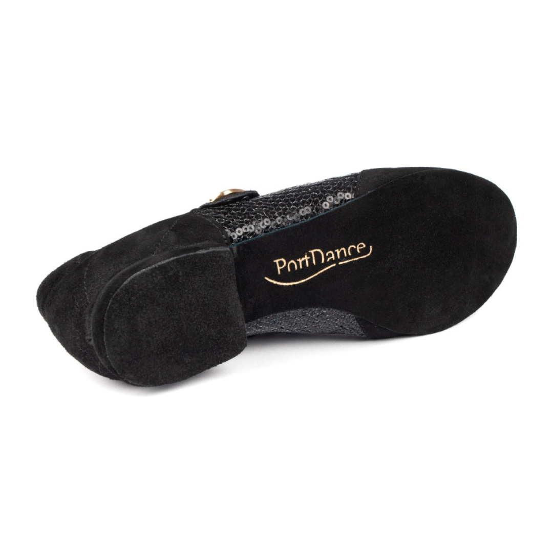 Portdance PD01-Chaussures de Danse 1/2" Semelle de Suede-NOIR