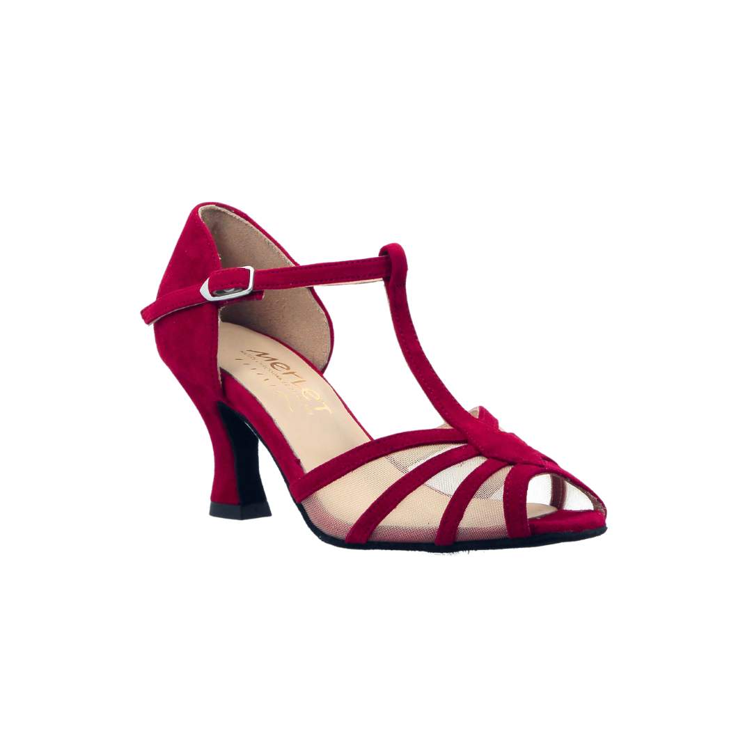 Merlet JASMINE-1404-227-Ballroom Shoes 2.5" Suede Sole Velvet Leather-FLAMENCO