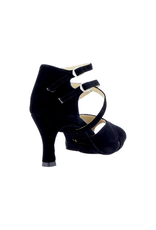 Merlet SANDY-1111-001-Soulier de Danse Vegan 2.5" Toile Flocke-NOIR