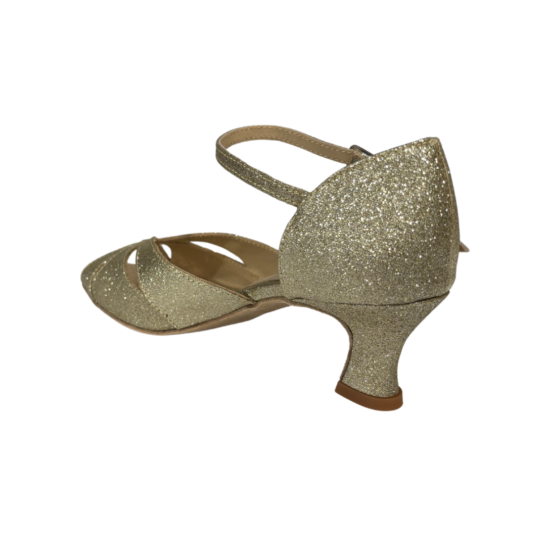 Merlet KALIS2-1962-417-Ballroom Shoes 2'' Suede Sole Glitter-PLATINUM