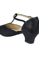 Merlet EVINA-1388-001-Ballroom Shoes 1.8" Suede Sole Canaula Leather-BLACK