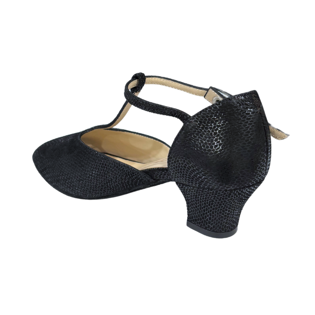 Merlet EVINA-1388-001-Ballroom Shoes 1.8" Suede Sole Canaula Leather-BLACK