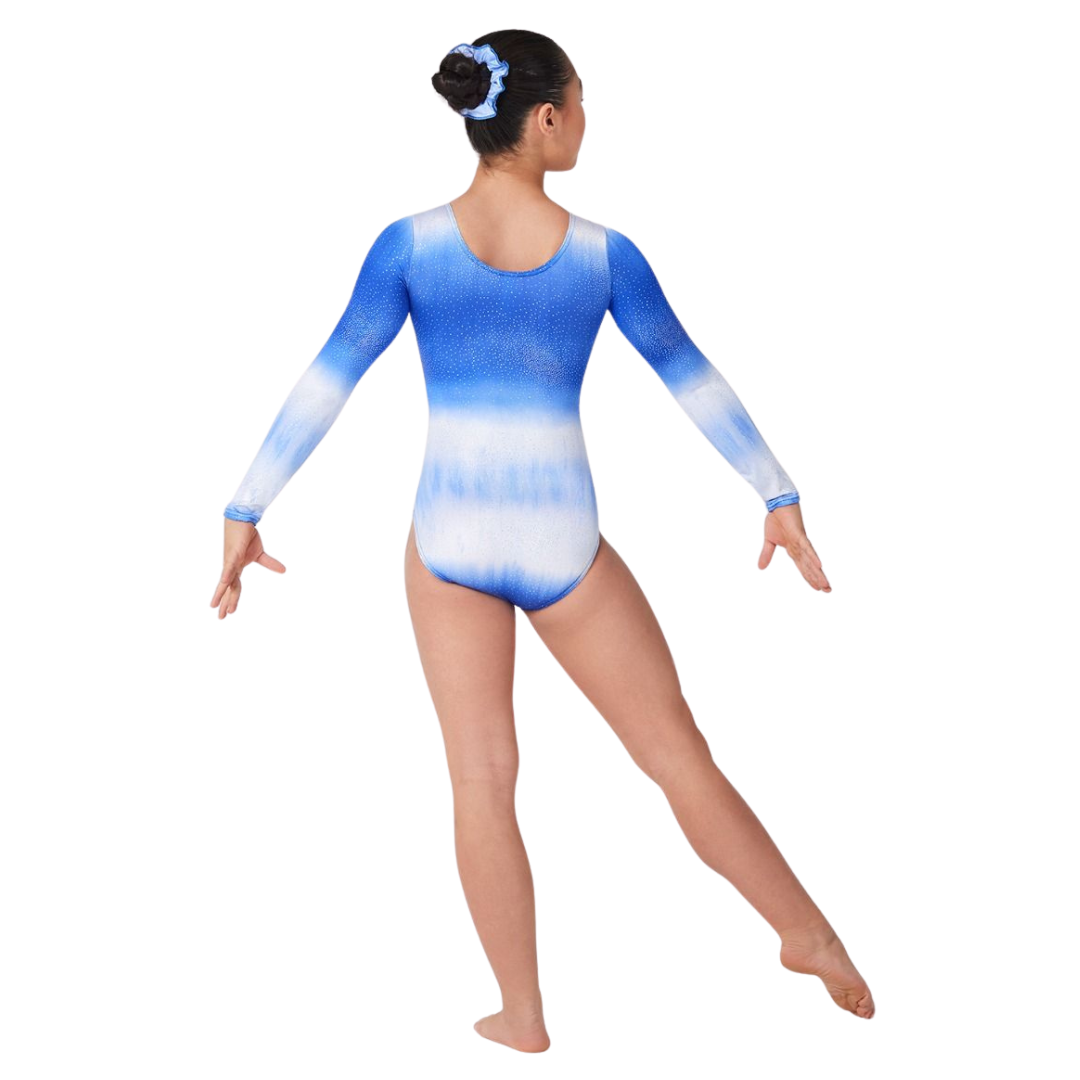 Mondor 7846-SW-Saphire-White Child Long Sleeves Gym Leotard