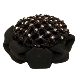 FH2 Copy of AZ0033-Jeweled Bun Cover With Clip-BLACK