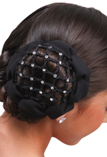 FH2 AZ0033-2 Jeweled Bun Cover With Clip-BLACK