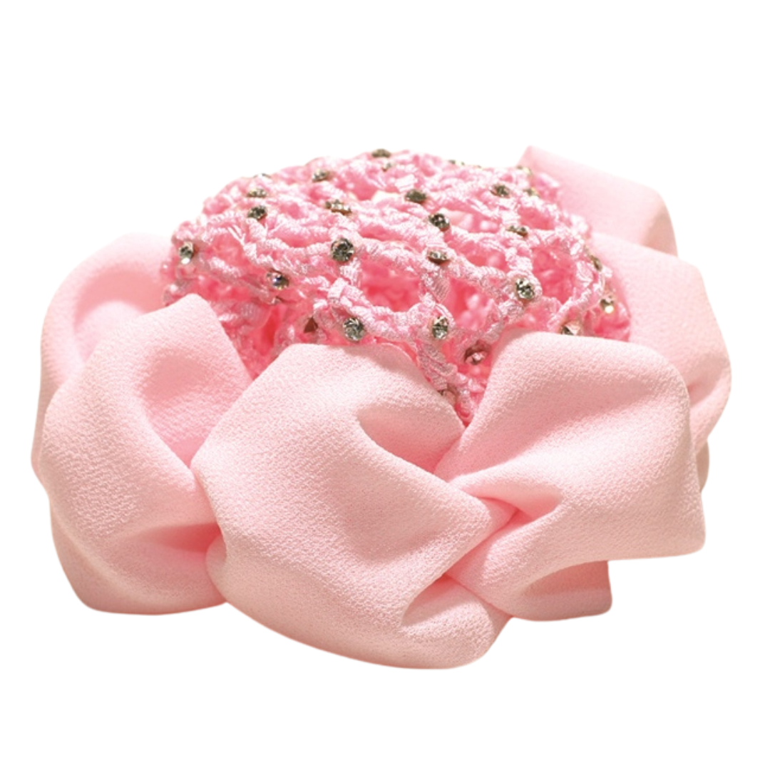 FH2 AZ0033-Jeweled Bun Cover With Clip-PINK
