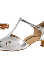 Diamant 019-011-045-Soulier de Danse 1.5" Semelle Suede Brocade Argent