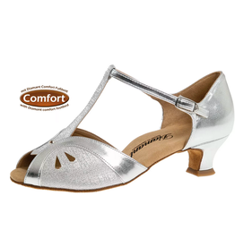 Diamant 019-011-045-Soulier de Danse 1.5" Semelle Suede Brocade Argent