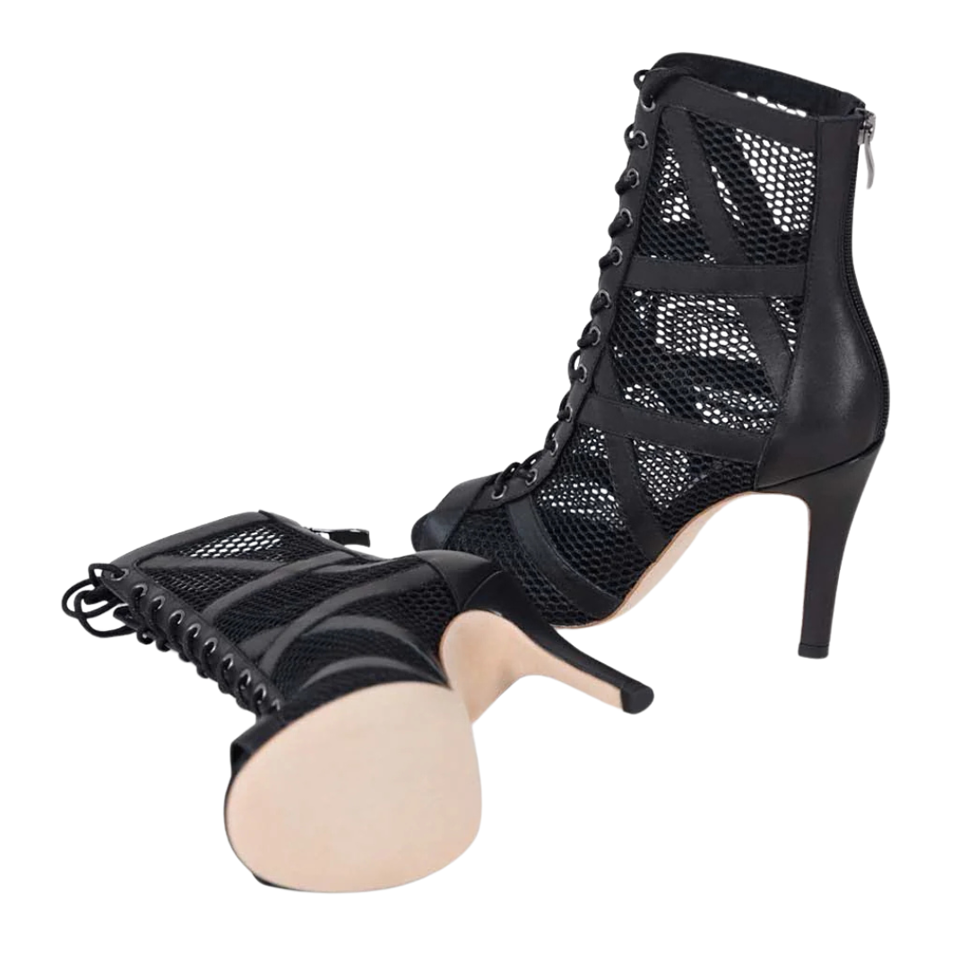 Bloch S0890L-Allure Dancing Boot Leather Sole 4-inch Stiletto Heel-BLACK