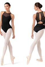 Bloch L4002-Iris Sweetheart Front Leotard Embroidered Back Detail-BLACK