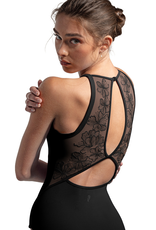 Bloch L4002-Iris Sweetheart Front Leotard Embroidered Back Detail-BLACK