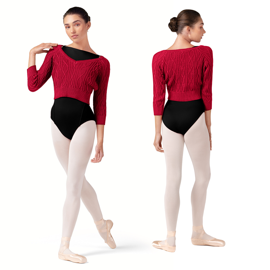 Bloch Z30013-Bianca VNeck Raglan Cropped Sleeved Knit