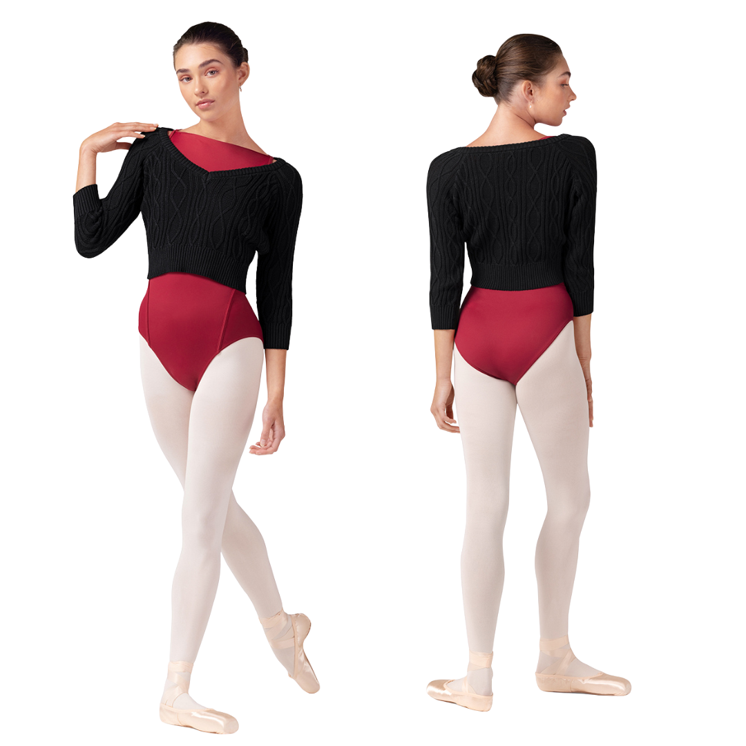 Bloch Z30013-Bianca VNeck Raglan Cropped Sleeved Knit
