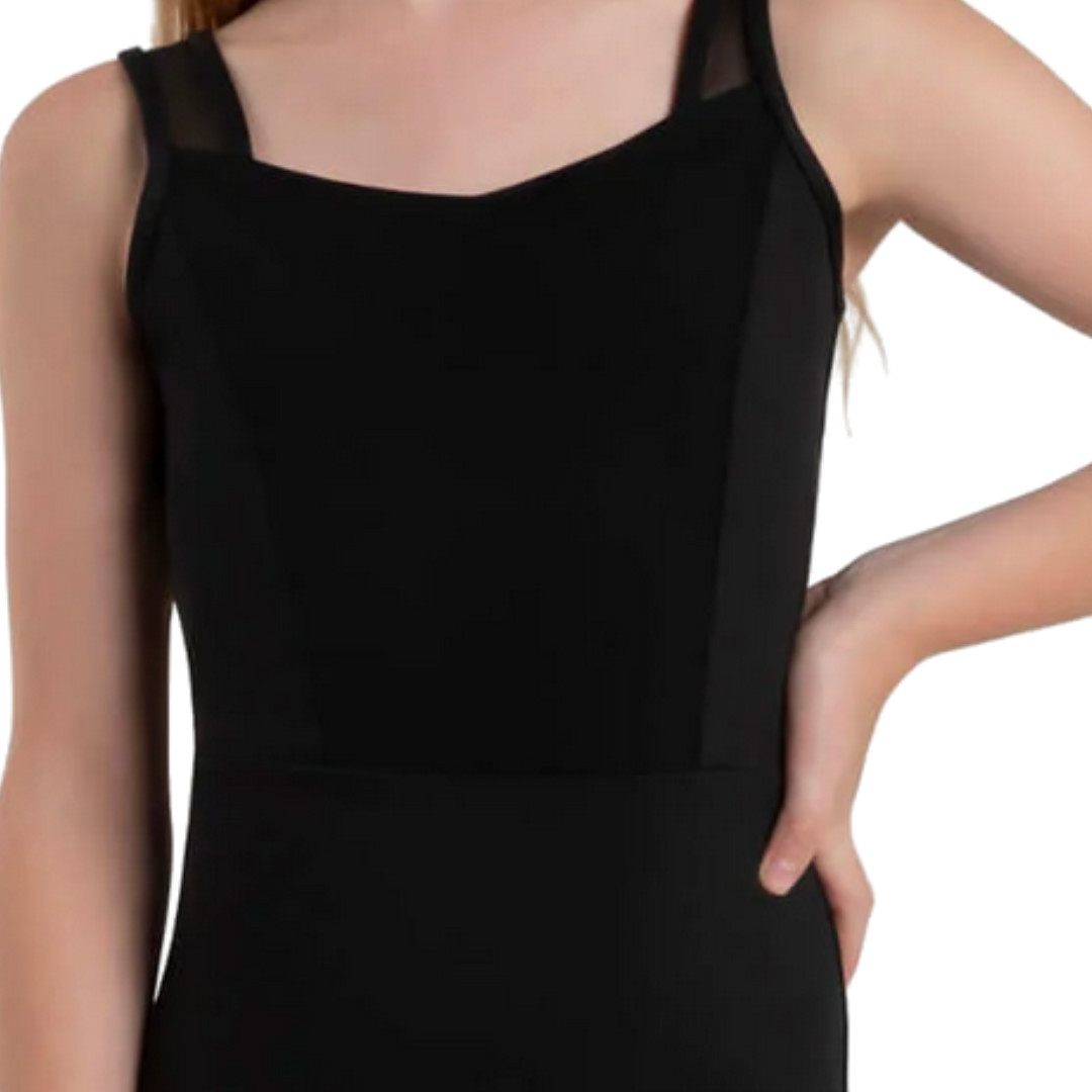 Capezio 12292C-Leotard Enfant Bretelles Larges en Mesh-NOIR