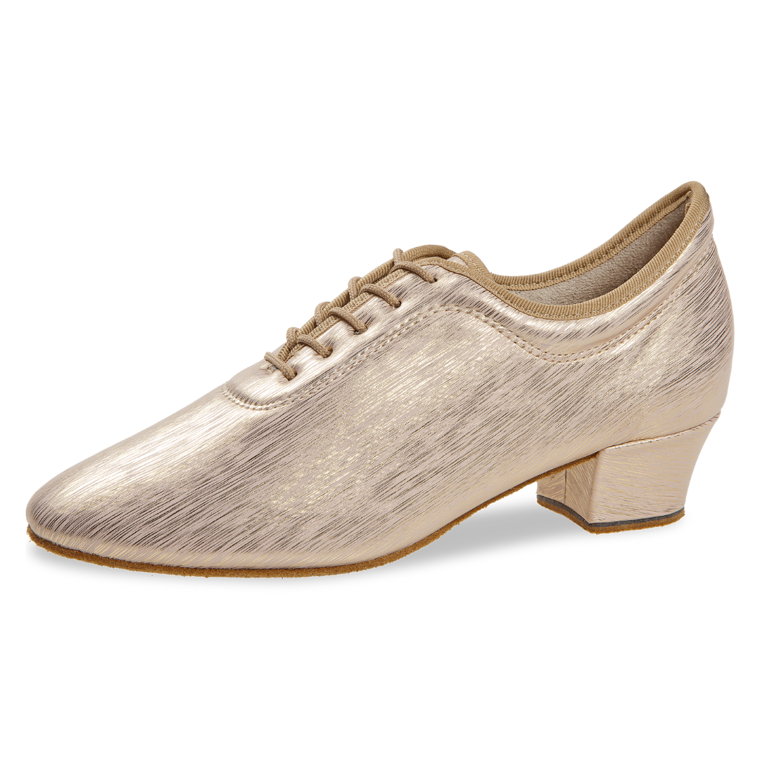 Diamant 199-034-670-Soulier de Danse 1.5"Semelle Suede Microfibre Beige Imprimé Doré
