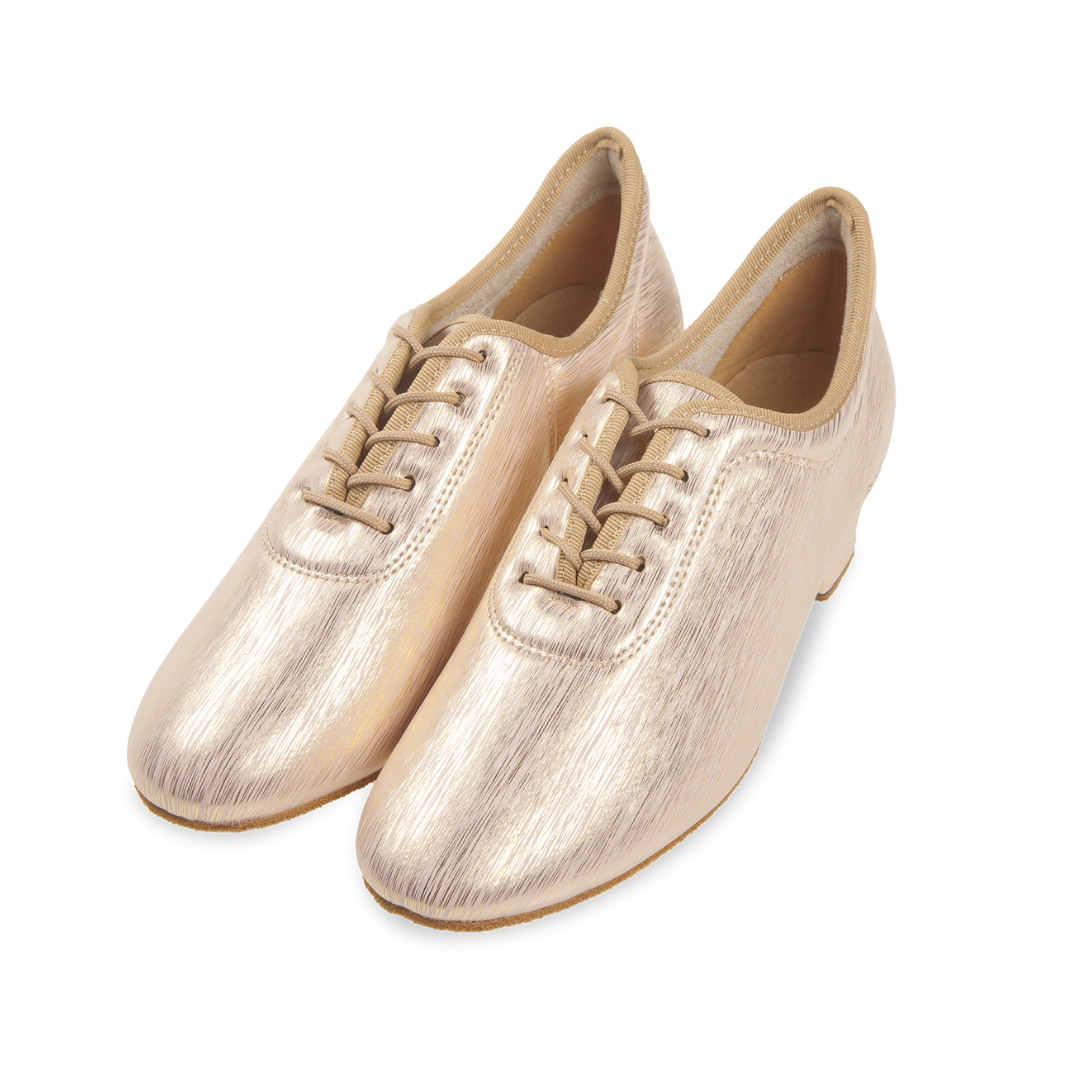 Diamant 199-034-670-Soulier de Danse 1.5"Semelle Suede Microfibre Beige Imprimé Doré