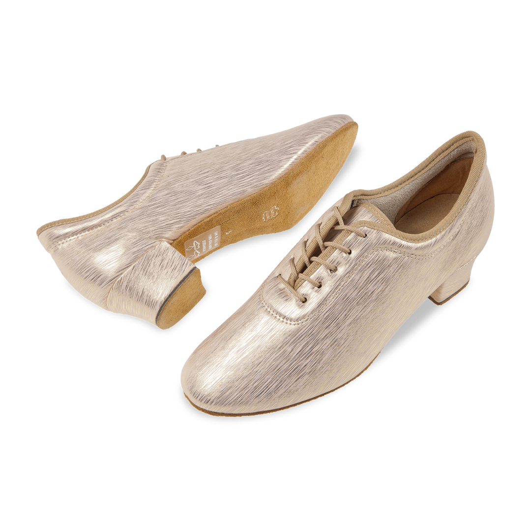 Diamant 199-034-670-Soulier de Danse 1.5"Semelle Suede Microfibre Beige Imprimé Doré