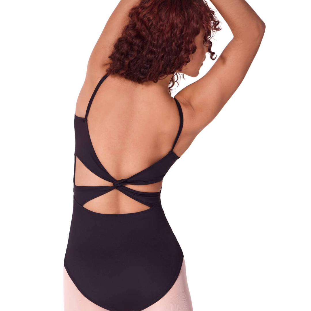 Capezio EL101W-Élégant Camisole Leotard avec Dos Torsadé - NOIR