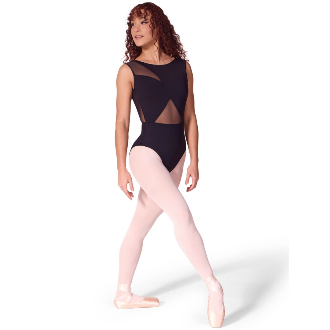 Capezio EL106W-Élégance Leotard Asymétrique à Col Bateau-NOIR