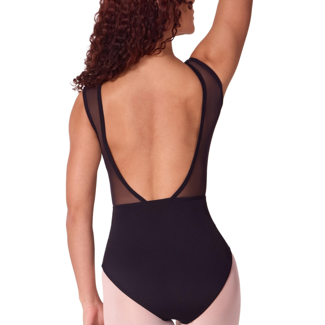 Capezio EL106W-Élégance Leotard Asymétrique à Col Bateau-NOIR