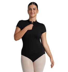 Capezio EL107W-Elegance Short Sleeve Princess Leotard-BLACK