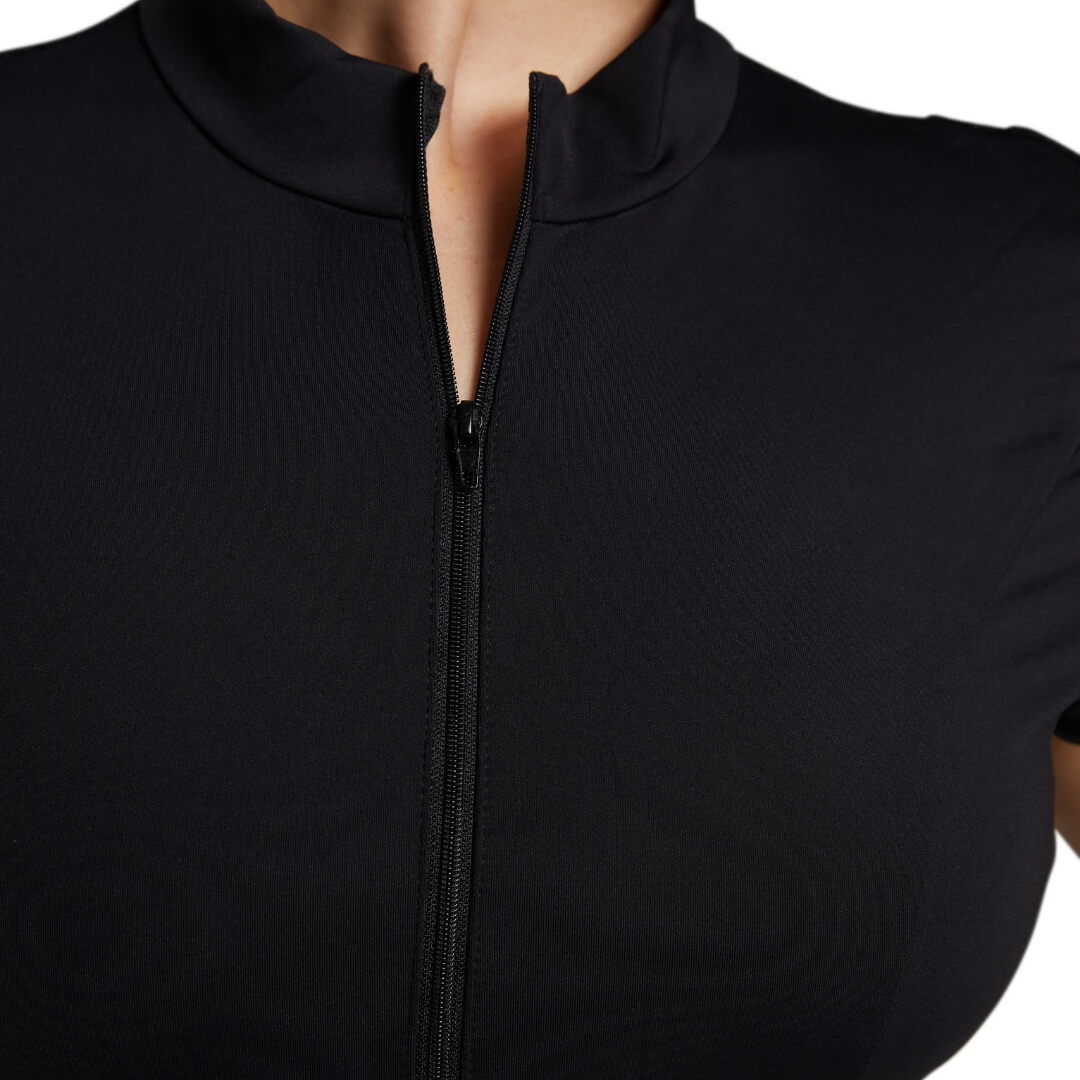 Capezio EL107W-Leotard Princesse Manches Courtes ÉlégancE - NOIR