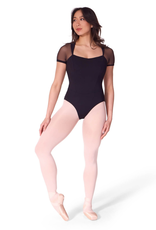 Capezio EL108W-Elegance Corset Short Sleeve Leotard-BLACK