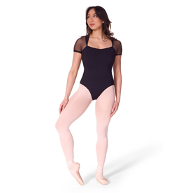 Capezio EL108W-Elegance Corset Short Sleeve Leotard-BLACK