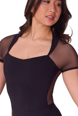 Capezio EL108W-Elegance Corset Short Sleeve Leotard-BLACK