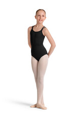 Mirella M70004C-Double Strap Cami Leotard-BLACK