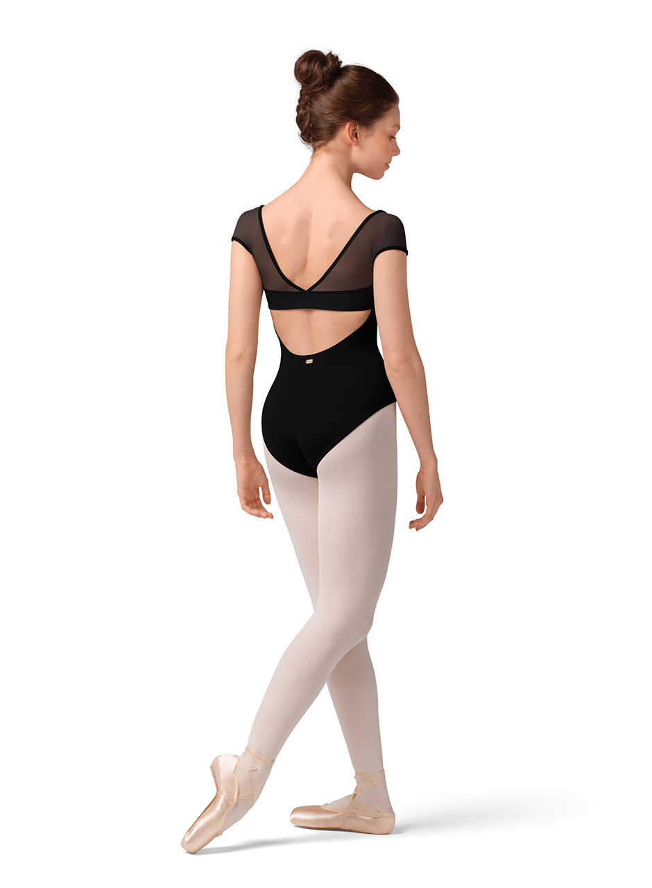 Mirella M20001LM-Open Back Cap Sleeve Leotard