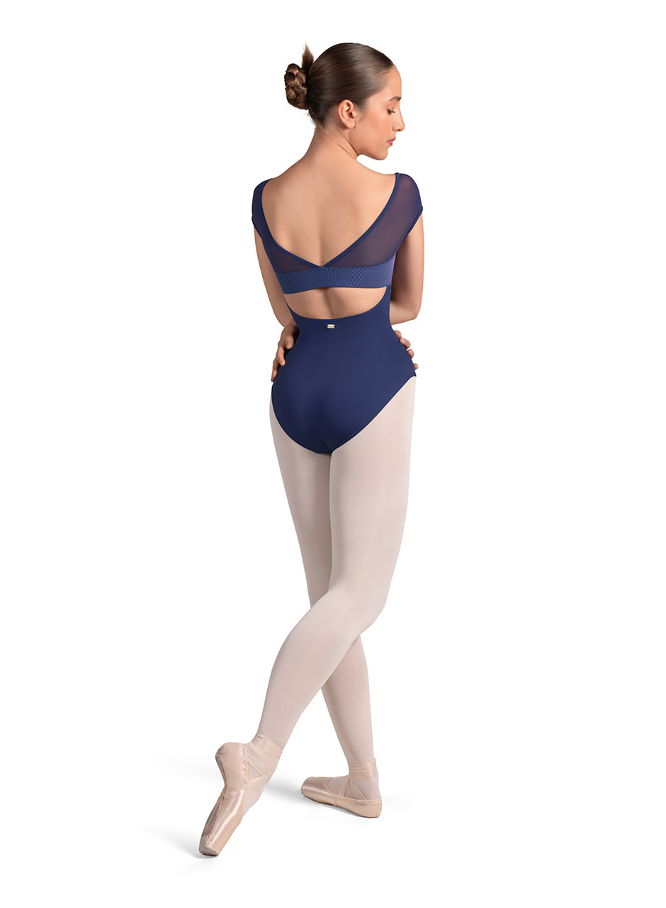 Mirella M20001LM-Open Back Cap Sleeve Leotard