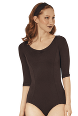 Capezio SE1013W-Leotard Manches 3/4 Coutures Princesse - NOIR