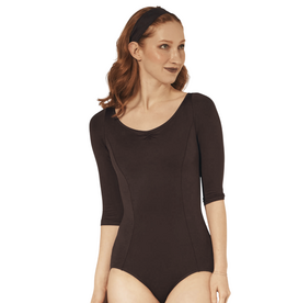 Capezio SE1013W-Leotard Manches 3/4 Coutures Princesse - NOIR