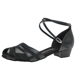 Diamant 102-029-034-Ballroom Shoes 1'' Bloc Heel  Suede Sole Leather-BLACK