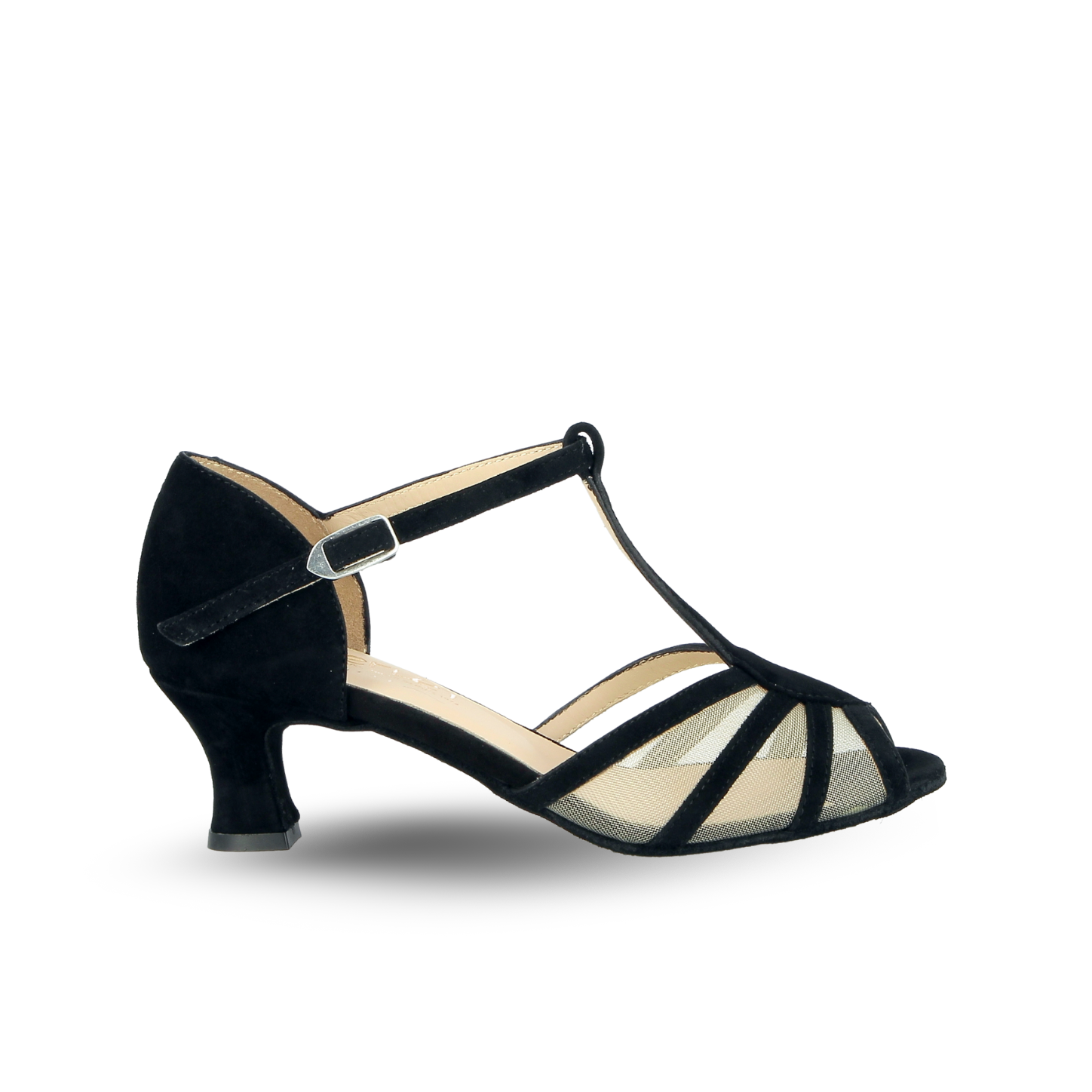 Merlet KARMINA-1404-001-Soulier de Danse 2'' Semelle Suede Cuir Velours-NOIR