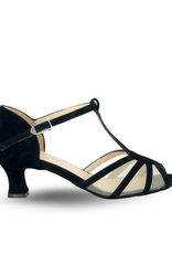 Merlet KARMINA-1404-001-Soulier de Danse 2'' Semelle Suede Cuir Velours-NOIR