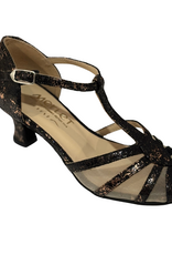 Merlet KARMINA-1988-270-Ballroom Shoes 2'' Suede Sole Broken leather-ROSE/GOLD