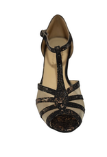 Merlet KARMINA-1988-270-Soulier de Danse 2'' Semelle Suede Cuir Cassé - ROSE/OR