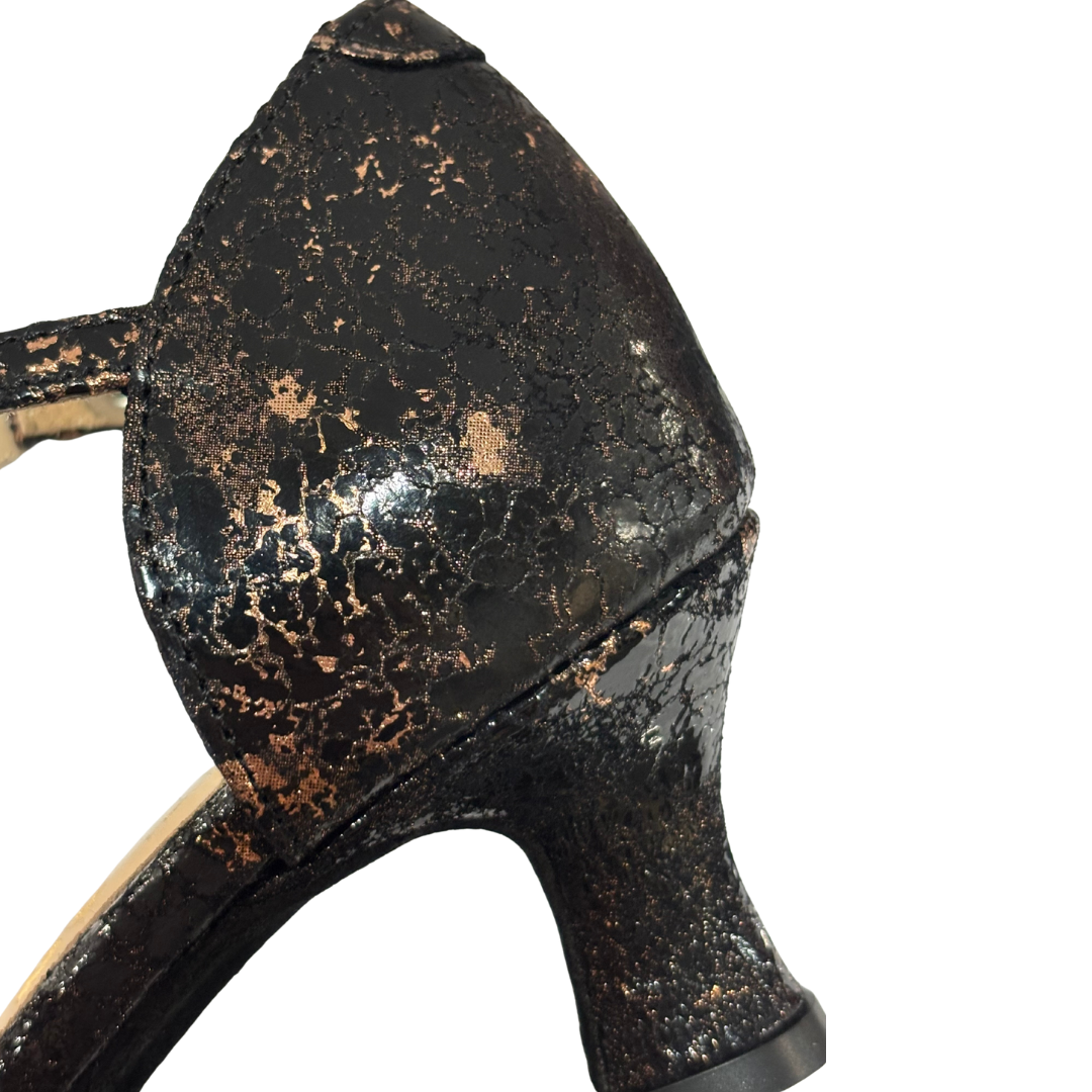 Merlet KARMINA-1988-270-Soulier de Danse 2'' Semelle Suede Cuir Cassé - ROSE/OR