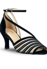 Merlet SIDILE-1404-001-Ballroom Shoes 2.5" Suede Sole Velvet leather Strass-BLACK