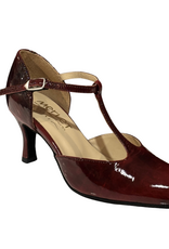 Merlet NINA-1972-232-Soulier de Danse 2.5"Semelle Suede Cuir Verni Montréal-ROUGE