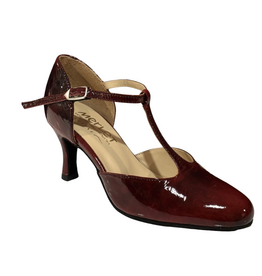 Merlet NINA-1972-232-Ballroom Shoes 2.5"Suede Sole Montreal Patent Leather-RED