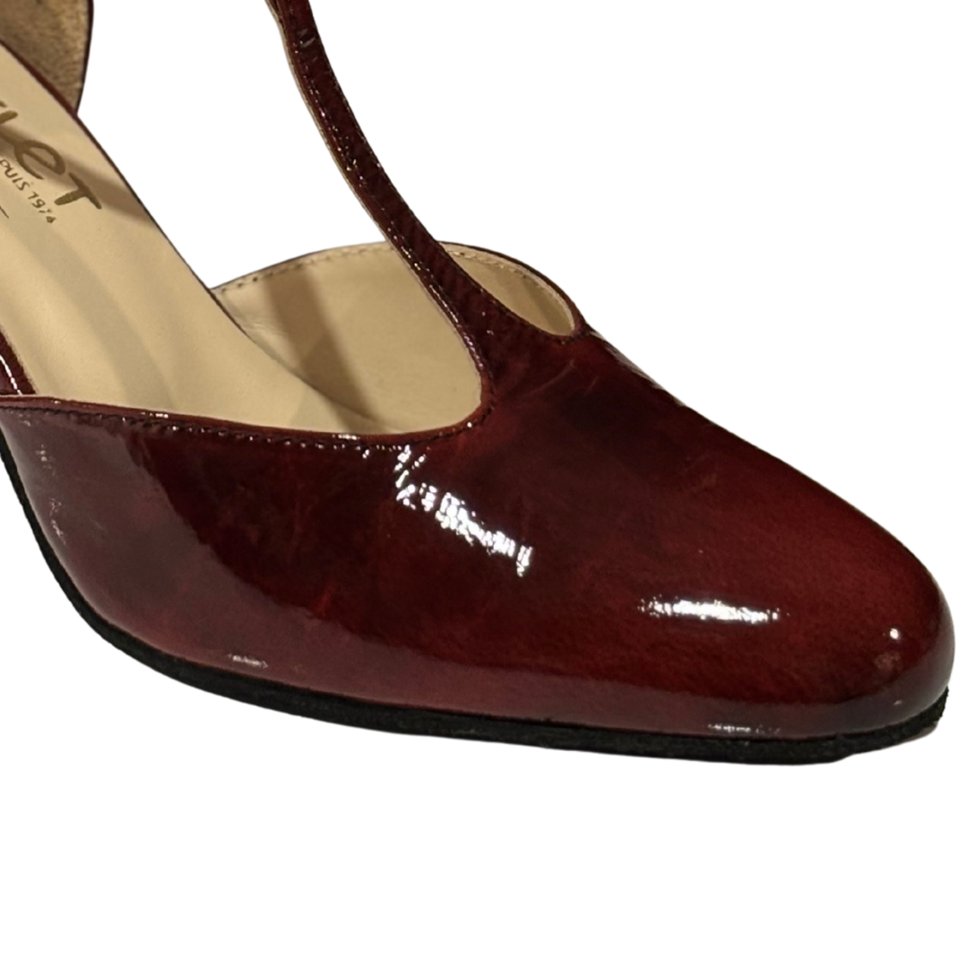 Merlet NINA-1972-232-Ballroom Shoes 2.5"Suede Sole Montreal Patent Leather-RED