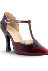 Merlet LARA-1972-232-Soulier de Danse 3"Semelle Suede Cuir Verni Montréal-ROUGE
