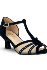 Merlet KARMEN-1404-001-Soulier de Danse 2'' Semelle Suede Chèvre Velours Strass-NOIR