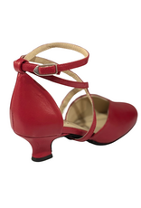 Merlet BABETTE-1300-233-Ballroom Shoes 1.7" Suede Sole Metis Leather-CERISE